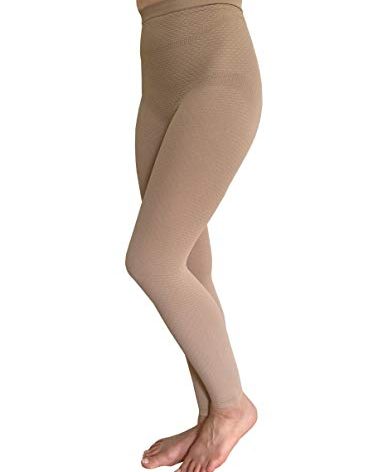 Bioflect® Compression Leggings with Bioactive Raised Massaging Knit - for Support and Comfort - Sand M/L