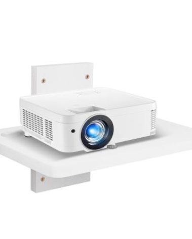 Solid Wood White Mini Projector Mount and Wall Holder - Floating Shelf for Router, Modem, Cable Box - by Solid Wood