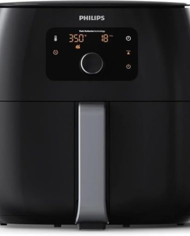 Philips Premium Airfryer XXL, Fat Removal Technology, 3lb/7qt, Rapid Air Technology, Digital Display, Keep Warm Mode, 5 Cooking Presets, HomeID App, Family Sized, Black (HD9650/96)