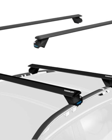COWVIE 53 Inch Aluminum Roof Rack Cross Bars for Raised Side Rails, Adjustable Cargo Bars with Keyed Locks, Hold 198 LBS, Black