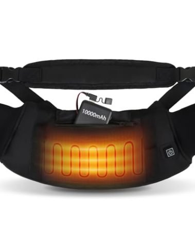 Electric Heated Hand Warmer Pouch,Football Hand Warmer with Double Sided Heating Areas,Zipped Pocket and Adjustable Strap,Heated Hand Muff Ideal for Football,Hunting,Fishing,Camping,Golf(Black)