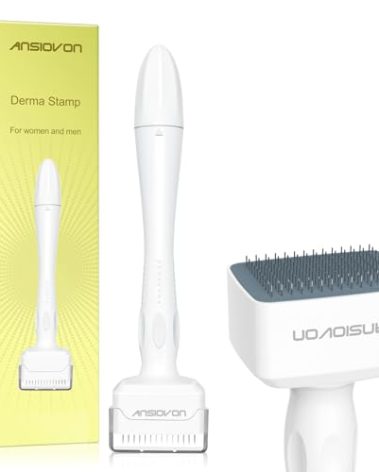 Derma Stamp - ANSIOVON Microneedling Stamp for Hair Face Scalp Beard - Microneedle Dermastamp at Home - Micro Needling Stamp for Women and Men