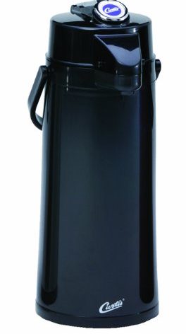 Wilbur Curtis Thermal Dispenser Air Pot, 2.2L Black Body Glass Liner Lever Pump - Commercial Airpot Pourpot Beverage Dispenser - TLXA2203G000 (Each)