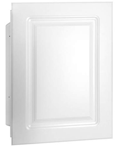Mirrors and More 16” x 22” White Recessed Medicine Cabinet | Bathroom Storage Cabinet with Adjustable Shelves, Rust-Proof Design with Wooden Door | Modern Beveled Edge Wall Mounted Medicine Cabinets