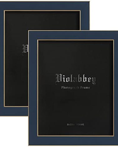 VIOLABBEY 8x10 Picture Frames Navy Blue Set of 2, Modern Style 8 by 10 Photo Frame, High Definition Tempered Real Glass, Wall or Tabletop Display