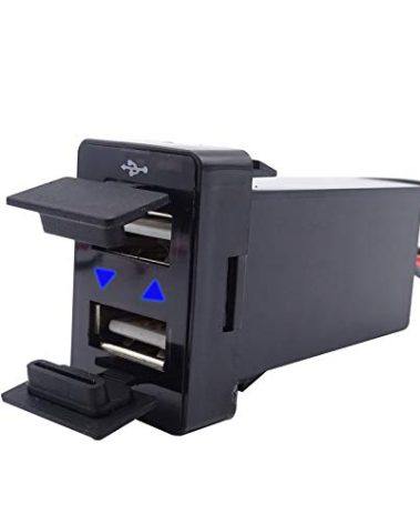 XJMOTO Dual USB Socket Charger Port Outlet Blue Light 12V/24V 2.1A Compatible with Toyota Tundra Tacoma 4Runner