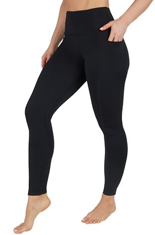 90 Degree By Reflex High Waist Fleece Lined Leggings with Side Pocket - Yoga Pants - Black with Pocket - Medium