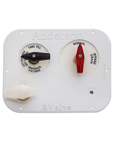 ABCO RV MANRV102-RF RV Water Service Panel with 4 Function Low Lead Brass Valve Supply & 2 Function Water Heater Bypass for Tank Filling & Maintenance