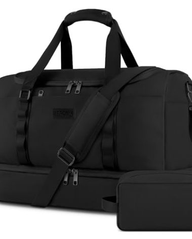 ETRONIK XL Duffle Bag for Travel Men Women, Extra Large Travel Bag with Shoe Compartment, Carry on Bag with Toiletry Bag, Weekender Overnight Bag for Sports Business Trip, Black