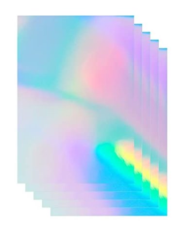 100 Sheets Holographic Sticker Paper 8.5x11 Inch Printable Waterproof Sticker Labels Rainbow Vinyl Sticker Paper for Inkjet or Laser Printer