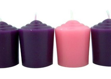 Christmas Decoration Accessory Set (3) Purple (1) Pink 15 Hour Advent Votive Wax Candle