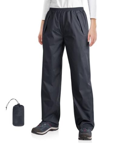 33,000ft Packable Rain Pants for Women Waterproof Lightweight Rain Over Pants for Golf Hiking Dark Grey