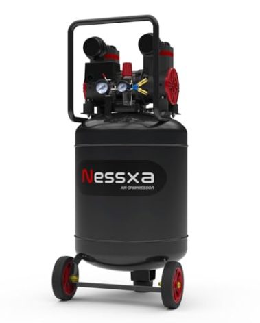 Nessxa 14 Gallon Ultra Quiet Air Compressor with 2 Quick Couplers 2HP 8.75 CFM, Max 115 PSI Pressure Oil-Free Air Compressor Tank, 70dB Quiet Compressor for Auto Repair, Tire Inflation 110V/60hz