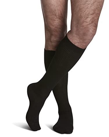 Sigvaris Men's Casual Cotton 186 Calf High Compression Socks 15-20mmHg - Black - B (Medium)
