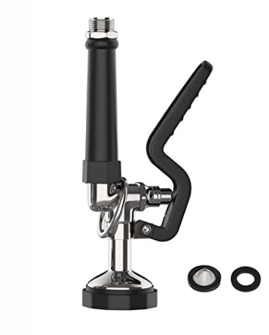 Pre-Rinse Spray Valve Commercial Sink Sprayer 1.42 GPM High Pressure Commercial Dish Sprayer for Commercial Kitchen Faucet Replacement Head (Polished Chrome) - Black