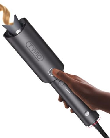 TYMO Automatic Rotating Curling Iron - TYMO CURLPRO Beach Waves Curling Wand, Portable Hair Curler, 500 Million Ionic, Dual Voltage & Lightweight for Travel, Ceramic Coating, 1 Inch, Metallic Gray