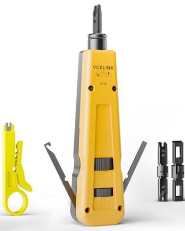 VCELINK Punch Down Impact Tool with 110 and 66 Blades, Network Wire Punch Down Impact Tool Kit, Keystone Impact Terminal Insertion Tools, Network Cable CAT6A/CAT6/CAT5/CAT3 Stripper