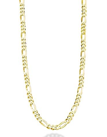 Miabella Italian 18K Gold Plated 925 Sterling Silver 5mm Figaro Link Chain Necklace for Women Men, 925 Made in Italy (22 Inches)
