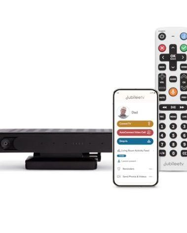 JubileeTV Remote Care System for Seniors — Stay Connected Through Their TV | Control TV Remotely from Your Phone | Video Calls, Reminders & Monitoring | Simple Setup + Voice Remote