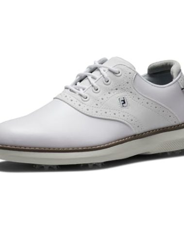 FootJoy Unisex Traditions Junior Golf Shoe, White/White, 5