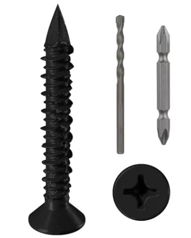 WenSilon(30 PCS) 3/16" x1-3/4 Black Concrete Screw Anchor Black Flat Head for Anchoring to Masonry, Block or Brick Stucco