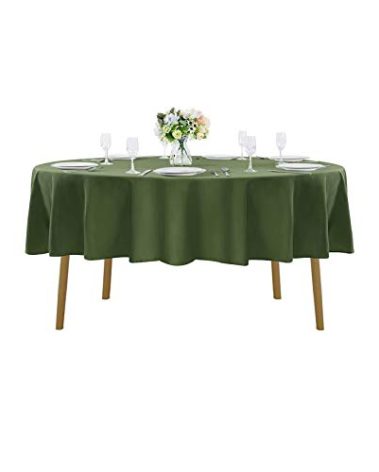 90 inch Round Tablecloth Washable Polyester Table Cloth Decorative Table Cover for Wedding Party Dining Banquet（90 inch,Willow）…