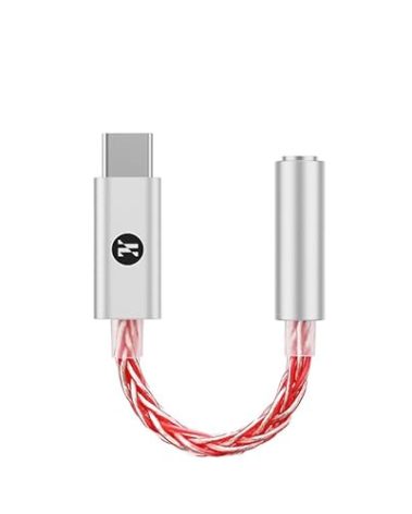 JCALLY JM6 Pro USB C Type-C to 3.5mm Dual DAC CX31993 MAX97220 Digital Audio Portable decoding amp HiFi DAC Mobile Headset Adapter (Silver Red)