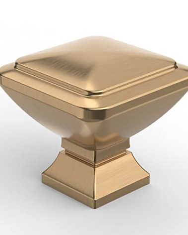 9BUILD 10 Pack 1.2 Inch Champagne Bronze Square Cabinet Knobs - Kitchen Drawer Knobs