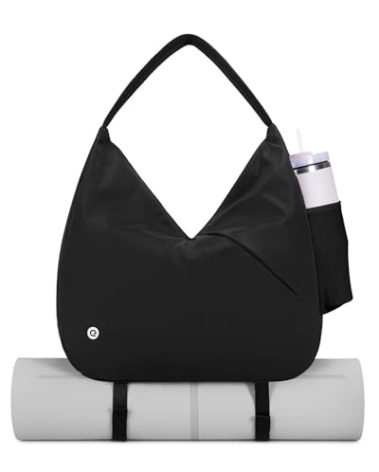 Ceneda Large Gym Bag for Women Sports Duffel Bag with Hidden Yoga Mat Holder & Shoe Compartment Workout Dance Tote Bag with Wet Pocket Overnight Weekender Bag (Black)