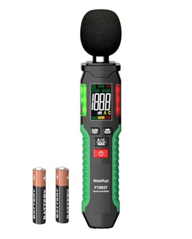 Mastfuyi Decibel Meter, Sound Level Meter 30-130 dB with A/C Weighted, Digital Audio Noise Measure Device, Portable SPL Meter with LCD Color Display, Data Hold, MAX Hold, Flashlight for Home Office