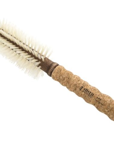 Ibiza Hair Boar Bristle Round Brush (B3-55mm) | Blonde Bristles & Cork Handle | Ideal for Color Treated Tresses | Beachy Waves & Volume | Adds Shine & Texture for Medium to Long Styles