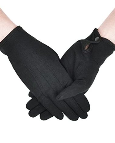 Zenssia Parade Gloves Black Cotton Formal Tuxedo Costume Honor Guard Gloves with Snap Cuff, Coin Jewelry Silver Inspection 3 Pair