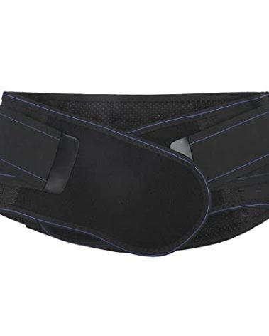 IPENNY Self Heating Waist Back Support Belt with Detachable Magnet Steel Plate Adjustable Therapy Lumbar Brace for Pain Relief (Medium-black)