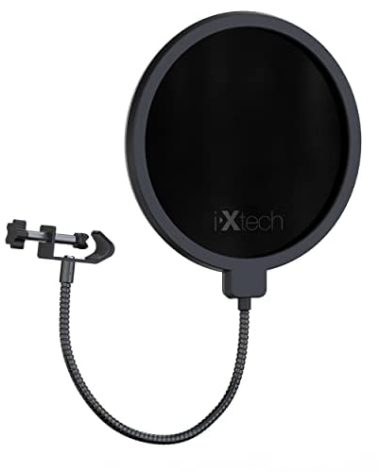 IXTECH Pop Filter for Mic Pop Filter for Blue Yeti Microphone Pop Filter Mic Pop Filter Dual Layered Sound Shield Guard Windscreen with a Flexible 360 Degree Gooseneck Clip Stabilizing.