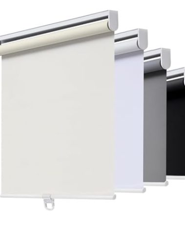 Cordless Roller Shades Blackout Blinds for Windows Room Darkening Rolled Up Shades with Spring System, UV Protection Window Shades Door Blinds for Home and Office (73" W x 72" H, Ivory)