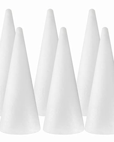 FFchuanhe 6-Pack Craft Foam Cones(3.7X11.7in), White Polystyrene Cone Shaped Foam, Foam Tree Cones, for Arts and Crafts, Christmas Tree, School, Wedding, Birthday, DIY Home Craft Project.