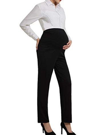 Bhome Maternity Pants for Work Bootcut Over-Bump Professional Office Long Pants Trousers Black M