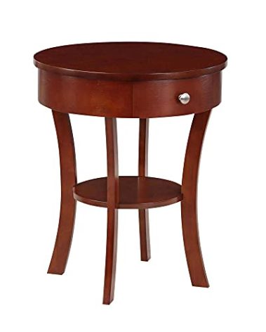 Convenience Concepts Classic Accents Schaffer 1 Drawer End Table with Shelf, 20" L x 20" W x 24" H, Mahogany