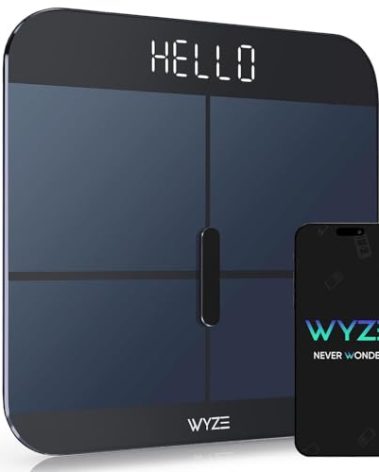 Wyze Smart Scale X - Digital Bathroom Scale for Body Weight, BMI, Body Fat, Muscle Mass, Heart Rate Monitor | Sync with Health Apps | for People, Baby & Pet, 400 lbs (Black)