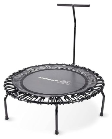JumpSport Compact Round Lightweight 22 Pound Stable Bounce Home and Gym Fitness Indoor Mini Rebounder Trampoline for Adults, Black