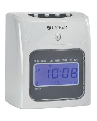 Lathem 400E-KIT Top-Feed Electronic Time Clock Bundle Kit Time Clock, Gray, 8.5" x 7.4" x 5" (400EKIT)