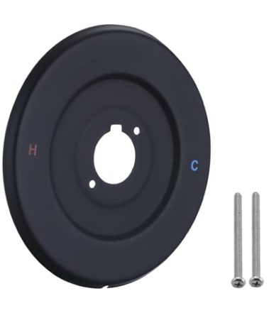 RAINREVIVE Replacement Escutcheon Plate for Moen Gibson Posi-Temp, for One-Handle Tub and Shower Faucets, Single Metal Round Shower Escutcheon Kit, Matte Black