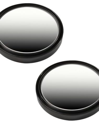 GAOLAOSY 2PCS 2" Round HD Glass Convex Rear View Mirror, 360° Rotate Wide Angle Side Blind Spot Mirrors with Frame & Self Adhesive, Universal Auto Exterior Mirror Accessories for Car Truck (Black)