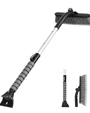 OUSHASAA 35.4" Ice Scrapers for Car Windshield, Extendable Snow Brush for Car with Foam Grip, Snow Scraper for SUV Truck - Gray