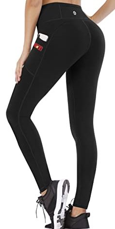 Ewedoos Yoga Pants with Pockets High Waisted Leggings with Pockets for Women Tummy Control Gym Leggings Workout Pants Black