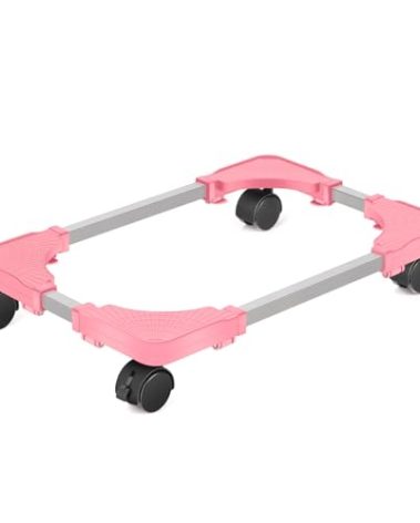 Liitrton Mobile CPU Tower Stand with Ventilation, 4 Locking Casters, Multiple Colors, Fits Most Under Desk Stands for Office Gamers (Pink)