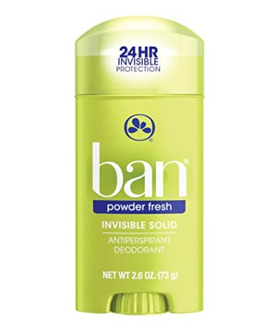Ban Original Unscented 24-hour Invisible Antiperspirant, Solid Deodorant for Women and Men, Underarm Wetness Protection, with Odor-fighting Ingredients, 2.6 oz (Pack of 6)