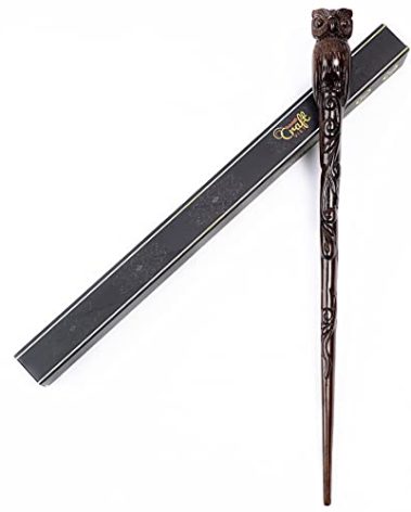 Handicraftviet Hand Carved Owl Wooden Magic Wand, Wizard Wands 15' for Adult and Child Great Gift for Halloween, Christmas and Birthday Party (Owl Wand)
