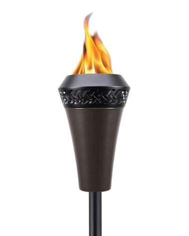 TIKI Island King 65" Metal Outdoor Torch – Weather-Resistant Decorative Torch with Long-Lasting Wick, Snuffer & Easy Refill for Backyard, Patio & Garden, Brown