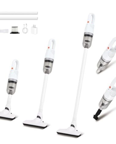 TROURAY Handheld Vacuum Cleaner,Ultra-Lightweight Mini Portable Vacuums for Home, 6 in 1 Stick Vac Cleaners for Car,Pet Hair(White Cordless)